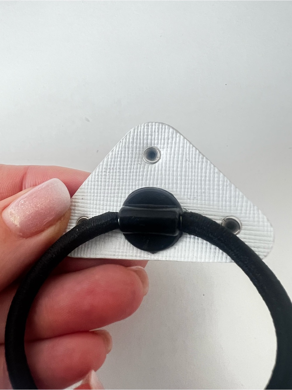 Prada White Triangle Logo Hair Elastic with Black Band - Picture 2 of 4